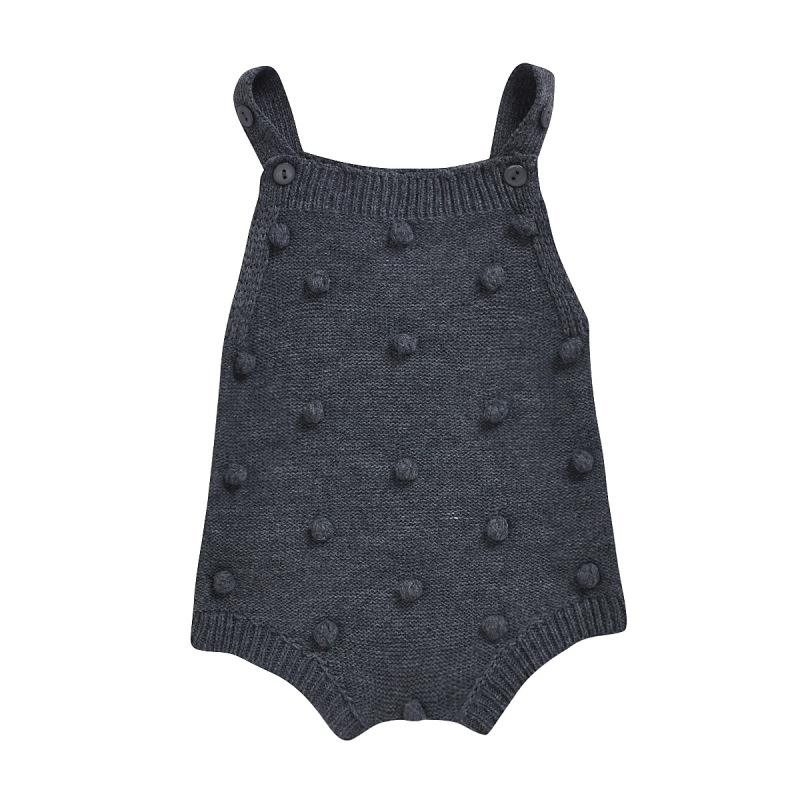 Spring Autumn Clothing Infant Newborn Baby Boy Girl Jumpsuit Solid Baby Bodysuit  Solid Pompom Knitted Rompers Infant Clothes