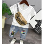 2021 Fashion Cool Summer Joker Newborn Baby New Summer Kids Clothes Baby Clothing Sets Short Sleeved Two Pieces Boys Suits