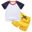 White dark blue + yellow color matching short T