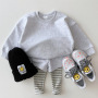 Infants Suits Long Sleeve Oneck Sweater Shorts Spliced Stripe Leggings Two Pieces Sets Unisex Fashion Casual Children Clothing