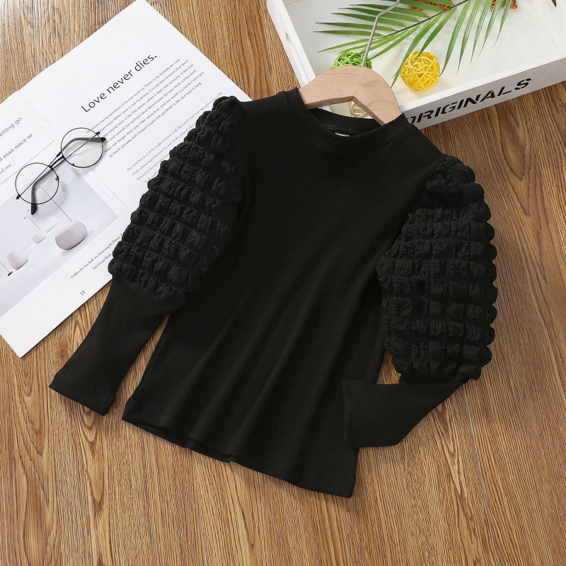 Conyson Spring Girls Baby Bottoming Shirt New Children's Fashion Long-sleeved T-shirt Kids Outer Wear Puff Sleeve Sweater