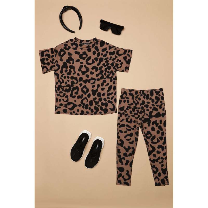 Conyson summer Kids Short Sleeve baby girls Top Long Leggings Stretch Leopard Printed Girls short sleeve suit