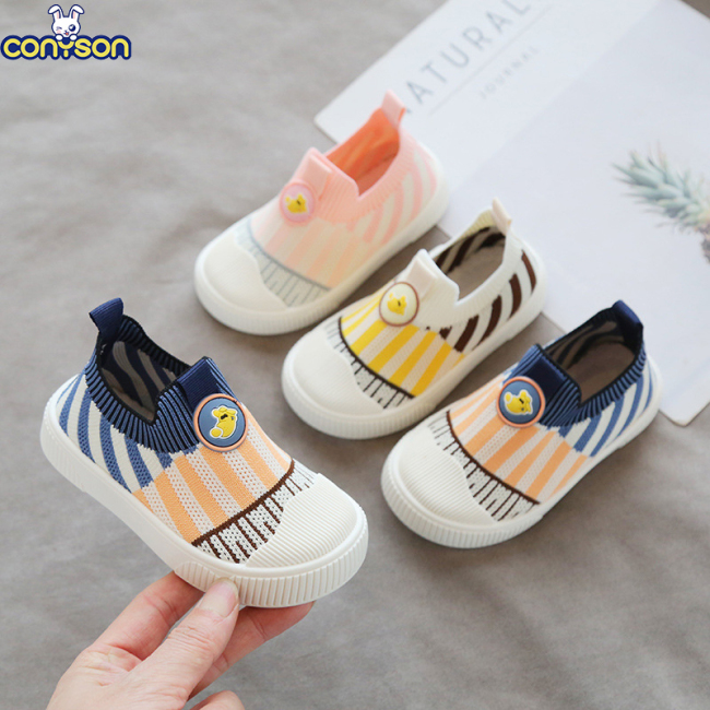 Conyson Low MOQ Stock Lots Spring Summer Cute Cartoon Animals Infant Color New Born Baby Pre Walker Non Slip Shoe Unisex Socks