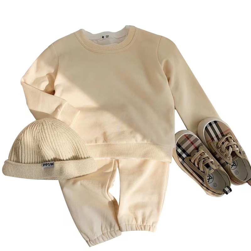 Conyson High Quality Spring Autumn kids Sports Wear Suits Long Sleeve Casual Girls Boys Solid Color Two Piece Kids Set