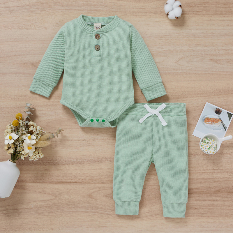 Conyson High Quality New Casual Cotton Autumn Long Sleeve Infant New Baby Clothes Romper and Pant 2Pcs Baby boys Clothing Set