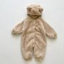 Infant Korean Soft conyson Sleepwear Baby Rompers Knitted Boys Girls bear Jumpsuits 2 Piece Toddler Kids warm hat Sleepwear
