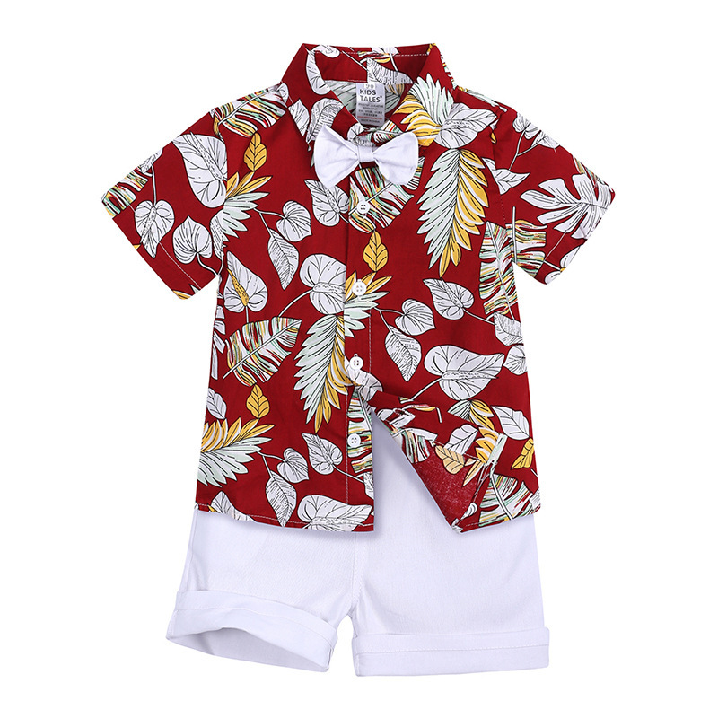 Conyson High Quality Boutique Boys Printed Short Sleeve Shirt and Shorts 2Pcs Boys Clothing Sets Baby Boys Summer Clothing Set