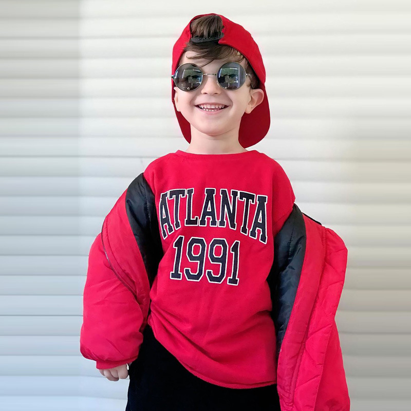 Conyson Spring Fashion Cotton Kids Girls Solid Hoodies Long Sleeve Pullover High Quality Letter Print Infant Boys Clothes Tops