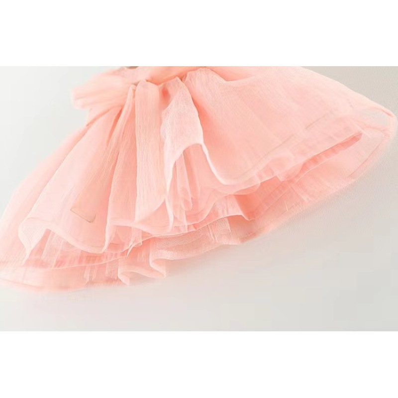 Conyson Summer New Arrival Sweet Style Cotton Lace Sleeveless Solid Mesh Bowknot Baby Girl First Party Birthday Dress