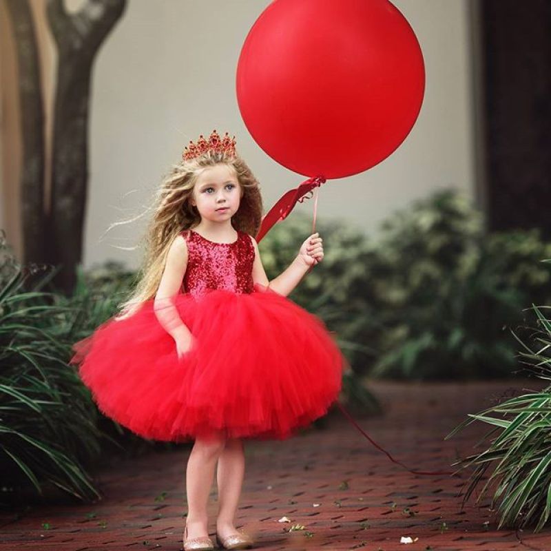Conyson Wholesale Pageant Kids Baby Girl Princess Dress toddler Tutu Tulle Back Hollow Out Party Dress Pink Ball Gown Dresses