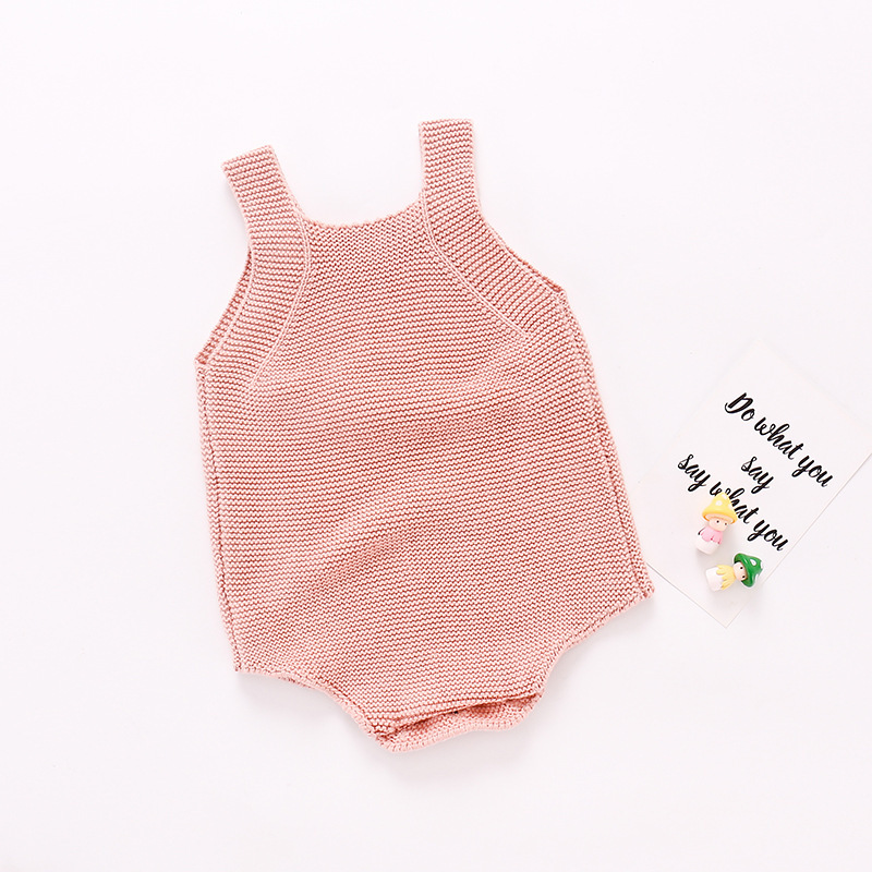 Conyson Wholesale New Toddler Kids Baby Girls Clothes Sunflower Cotton Knitted Hand Knitting Triangle Jumpsuit Woolen Rompers