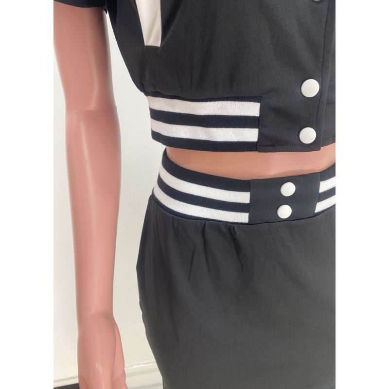 hot sale fashion summer logo Customized women Baseball two pieces jacket Sportswear suit button clothing adult short clothes set