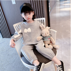 Conyson Latest fashion Designers Non-hooded Long Sleeves Cute bowknot baby girl clothes Track Cartoon kids autumn Clothing Sets