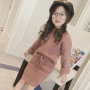 High Quality 2 Colors Cotton Knitted Sweater Top And Skirt Girls Two Piece Sweater Skirt Set