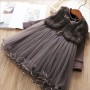 Customized Good Quality Girls Winter Two-piece Dresses Girls Double Layered Dress Long Sweater Dresses