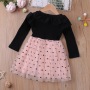 Conyson Stock Lots Spring Autumn Casual Style O-neck Long Sleeve 95% Cotton Soft DOT Lace Binding Baby Clothes Girl Dresses