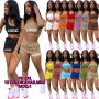 Conyson 2022 Custom Summer Outfits Women Clothing 2 Piece Set Crop Tank Top Jogger Biker Lounge Wear Two Piece Shorts set
