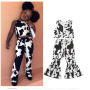 Conyson Kids Girl Clothes Set Vest Tops+ Leopard Print Sleeveless Bell-bottomed Flared Pants Outfits Kids Clothes Girl Outfits