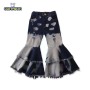 Conyson Design Ripped Jeans Toddler Girl Bell Bottoms Holes Print Girl Jeans Bell Bottom Pants Girls Elastic Waist Trousers