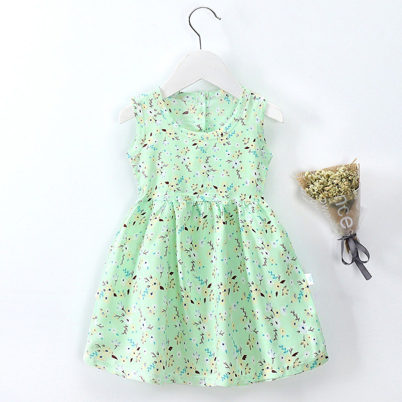 Conyson Wholesale Latest Hot Summer Kids Clothes Girls Flower Print Cotton Silk Dress Baby Princess Skirt Floral Girls Dresses
