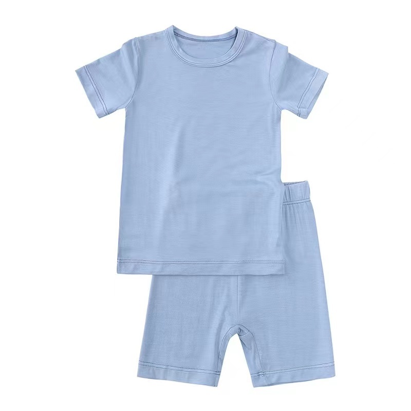Conyson Hot Sale Custom Logo Short Sleeve Solid Cotton boutique 2pcs Suits Kids Boys Short Clothing Tracksuits
