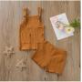 Conyson Summer Infant Baby Boys Girls Clothes Ribbed Knitted Sleeveless Pocket Vest Tops+Shorts Toddler Newborn Soft Tracksuits