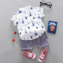 wholesale 2021 Popular Summer cotton cartoon children clothes short Sleeve button tops pure color shorts baby Girls Boys sets