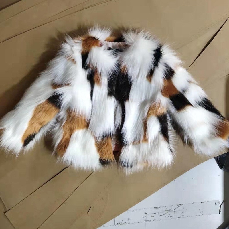 New Autumn And Winter Kids Lovely Warm Plush Coat Girls Colorful Faux Fur coat jacket