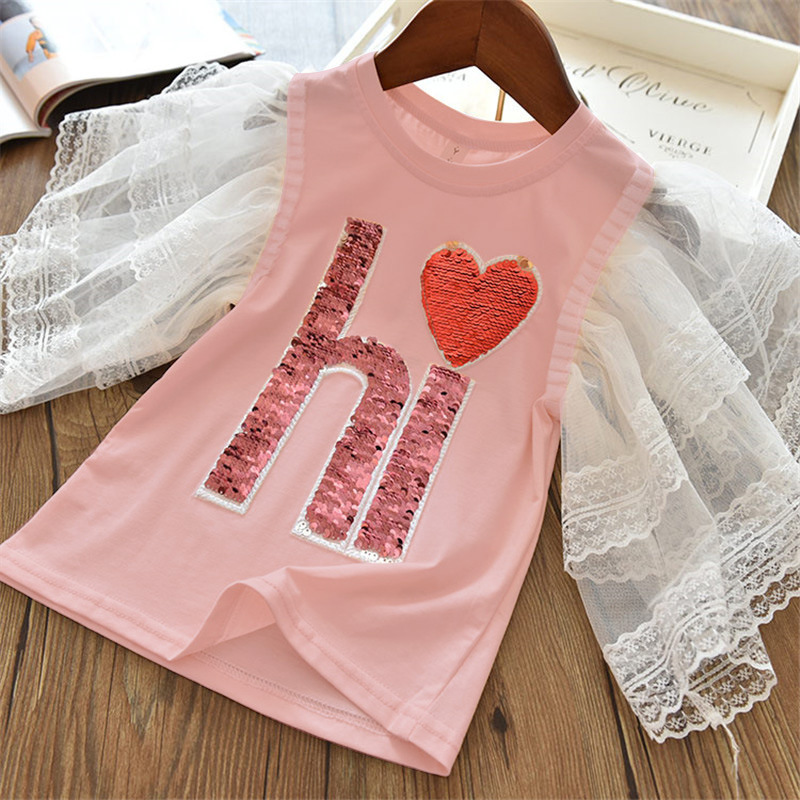 2021 New Hot Sell Summer girls t shirt Baby tee kids tops Children fashion clothes milk cup bling sequins top tees