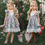 Conyson Hot Sale Ruffle Vintage Floral Print Summer Kids Clothes Baby Girls Party Casual Beach Holiday Outfit Fly-sleeve Dress