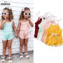 Conyson Summer Sling Shorts Girls' Fashion Sports Beach Pants Clothing Jumpsuit Solid Bowknot Tank Top Knit Kids Girl Sweatshirt