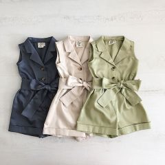 Conyson Hot Selling Multi-Color Girls Sleeveless Western Kids Girls 2-7Y Single Breasted One-Piece Shorts Climbing Girl Suit