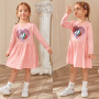 Conyson Hot Sale Sweet Girls Clothes Dresses Spring Autumn Long Sleeve Sequin Embroidery Patch Dress Kids Girl Hoodies Dress