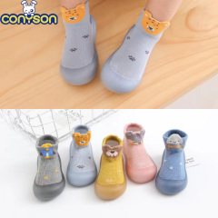 Conyson Low MOQ Stock Lots Spring Summer Cute Cartoon Animals Infant Color New Born Baby Pre Walker Non Slip Shoe Unisex Socks