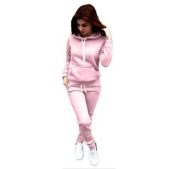 Wholesale Hot Sale High Quality Custom Tracksuit Long Sleeve Sport Gym Fleece Pullover Plain Crop Top Oversize Women's set