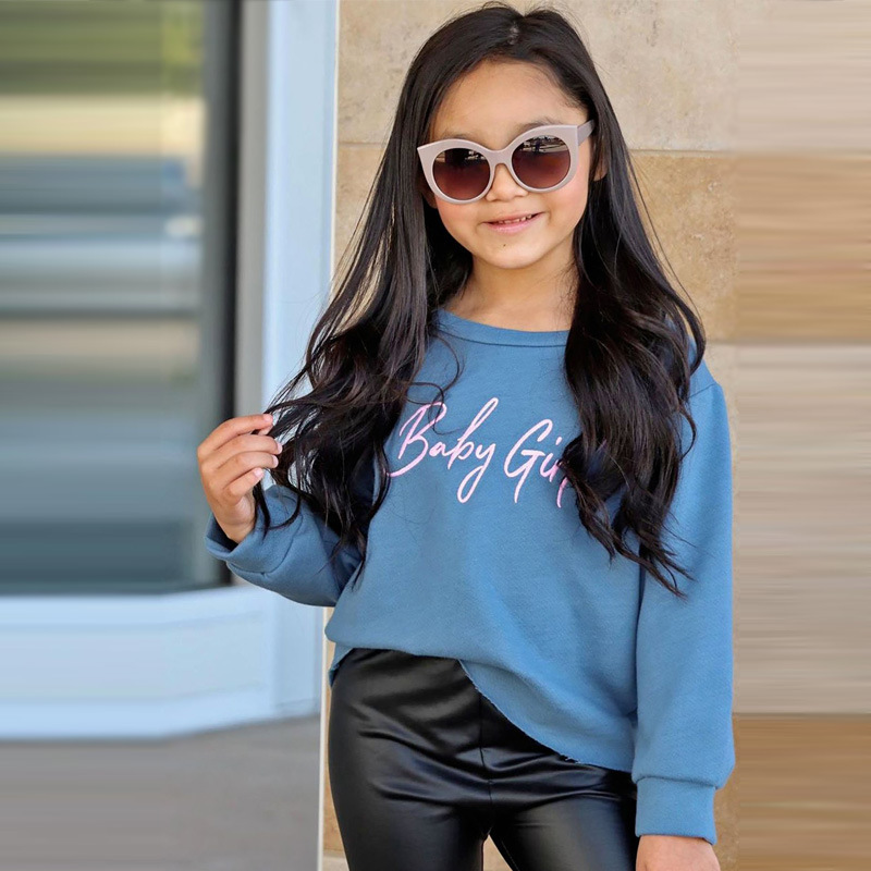 Conyson Spring Kids Clothes Fashion Long Sleeve Sports Tracksuit Cotton Letter Printed Casual Pullover Children Girls Sweatshirt