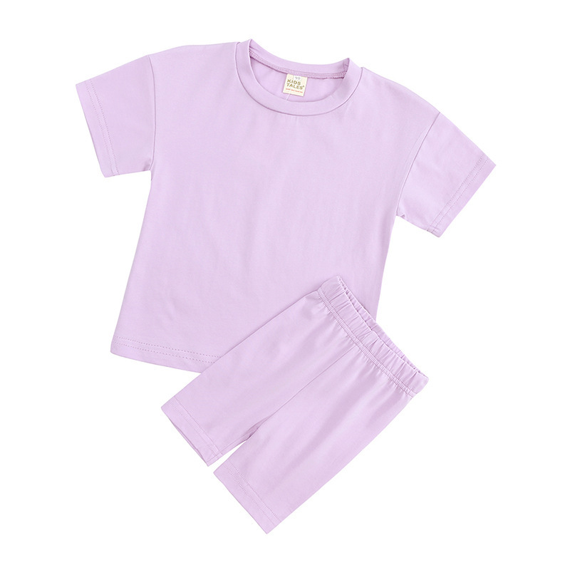 conyson Kids Solid Color Two Piece Biker Shorts Set Toddler Girls custom Summer Outfits Children Boutique Clothing Sets