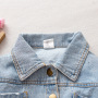 Custom Children Wear Baby Single Breasted Cotton Kids Cartoon Denim Jacket Toddler Girl Coats