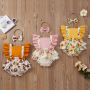 Conyson Baby Girl Flower Ruffle Romper Newborn Backless Jumpsuit Headband Girls Sunsuit Outfit 2pcs Baby Summer Clothing