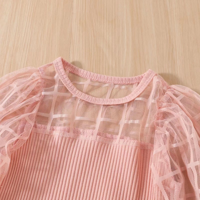 Wholesale spring autumn Mesh Solid Color Shirts Clothes hole pearl jeans sets Girl Fashion Outfits Girl Clothes Sets