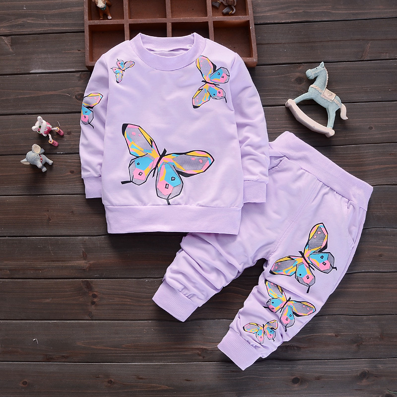 Fashion New Hot Selling Support Customized Cartoon Animal Long Sleeve Set Toddler Girl 2 Piece Suit Kids Girl Clothing Set