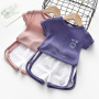 Conyson Wholesale Kids Summer Clothes Baby Girls Smile Letter Printed Casual Ice Silk Short Sleeve Sports Children Clothing Set