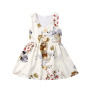 Conyson Wholesale Summer New Kids Clothes Children Baby Girls Sleeveless Printed Skirt Button Big Flower Cotton Baby Girls Dress