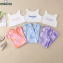 Conyson hot sale 2021 summer Trend Children's sleeveless tie-dye cotton Set Wholesale sweater Kids girls Clothing Sets