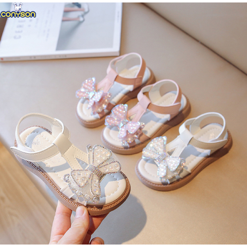 Conyson rts hot sale 3-7years summer baby soft princess shoes Korean fashion design toddler kids girl Non-slip walking sandals