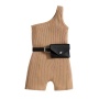 Conysonhot sale kids clothes summer baby clothing sleeveless stripes solid top vest shorts pack bag belt two pieces set
