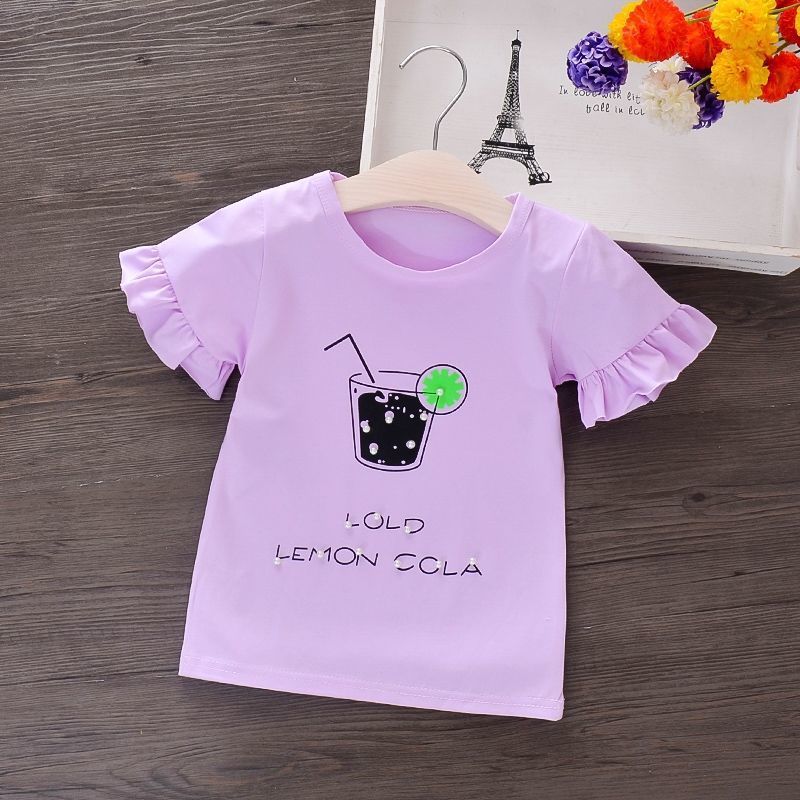 Conyson Hot New Kids Clothes Summer Cotton Letter Pattern Print Valentine's Day Kids Girls Short Sleeve T-shirt Children Outfit