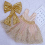 Spanish Kid Clothing Flowers Girls Princess Dress High Quality Girls Baby Sequin Big Bow Birthday Party Dress Design