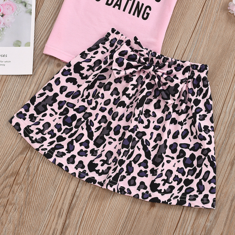Hot Sale Baby Girls Pink Print cotton Long Sleeve Tops or T-shirt 2021 Spring Summer With pantherine skirt