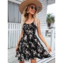 Conyson Dropshipping New Hot Sale Arrival Summer Sleeveless Floral Printed Simple Flavor Women's Flare Loose Vintage Dress